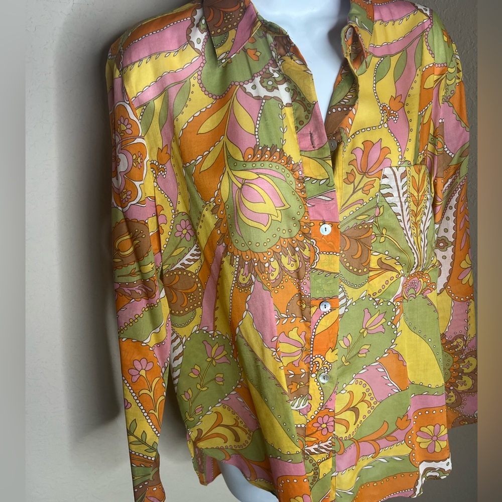 Zara 60s Vibe Cotton Blouse w/Toiletry Bag